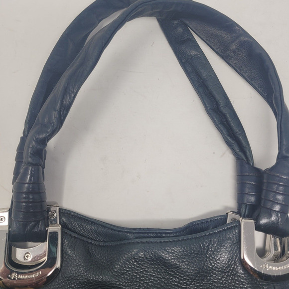 B Makowsky Black Pebbled Leather Hobo Shoulder Bag Purse Medium Large Bohemian - Picture 6 of 13